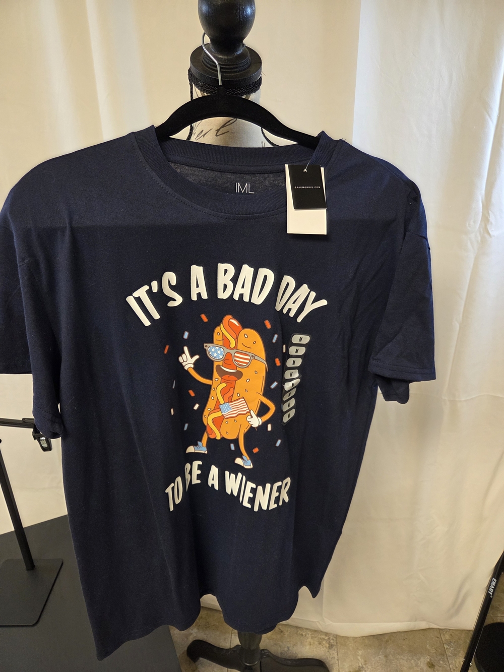 IML Men's Navy Graphic Tee - 'It's a Bad Day to Be a Wiener'